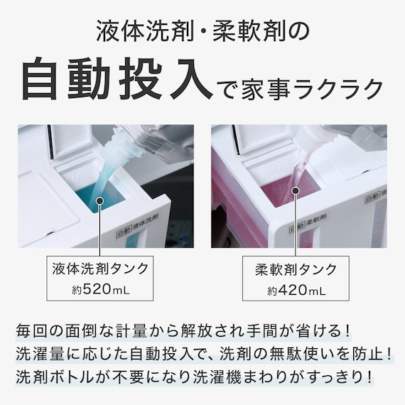 洗剤自動投入8kg洗濯機+140L冷蔵庫+スチームオーブントースター(ブラック) 5枚目画像