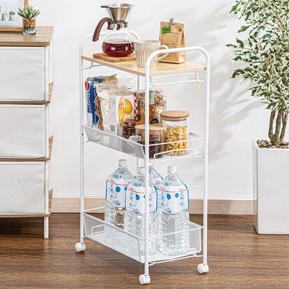 キッチンワゴン 幅26cm(木目 W260 ホワイト)通販 | ニトリネット  