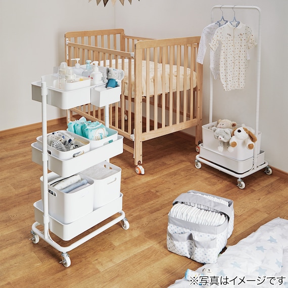 3段とも高さ調節ができるキッチンワゴン (ブラック)【スチールワゴン トロリ3】 8枚目画像