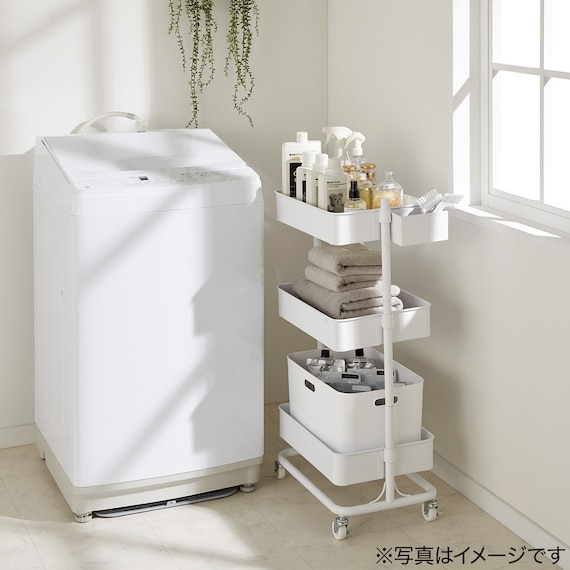 3段とも高さ調節ができるキッチンワゴン (ブラック)【スチールワゴン トロリ3】 9枚目画像