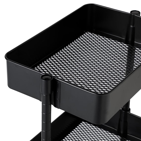 3段とも高さ調節ができるキッチンワゴン (ブラック)【スチールワゴン トロリ3】 11枚目画像