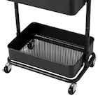 3段とも高さ調節ができるキッチンワゴン (ブラック)【スチールワゴン トロリ3】 12枚目画像