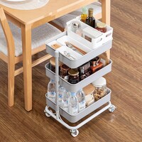 高さ調節ができるスチールワゴン トロリ3 コンパクト (グレー)