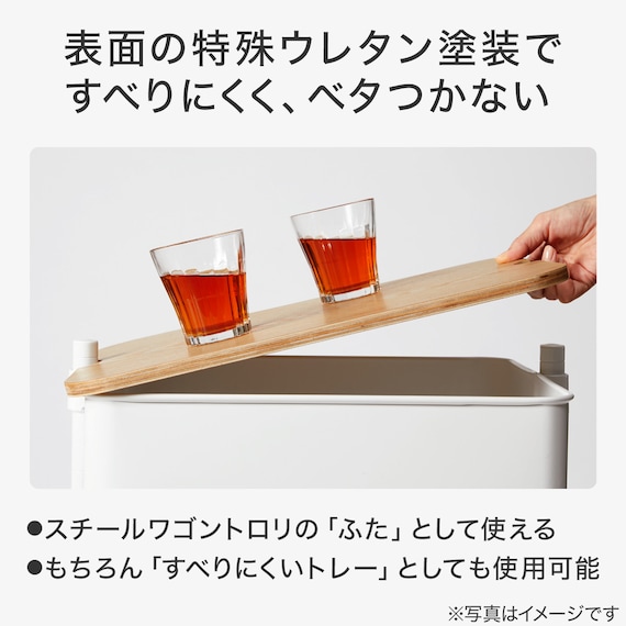 スチールワゴン トロリレギュラー用 すべりにくい木製ふたトレー 3枚目画像