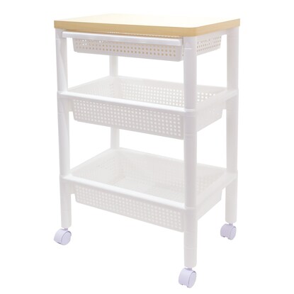 ウッド調テーブルワゴン3段 ホワイト Na 3d Naジョイント 通販 ニトリネット 公式 家具 インテリア通販