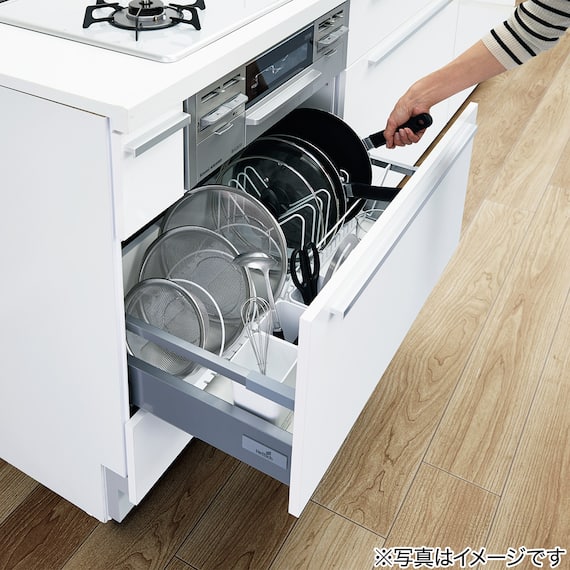 伸縮ざるボウルフライパンスタンド 幅46~86cm(ZF-860) 7枚目画像