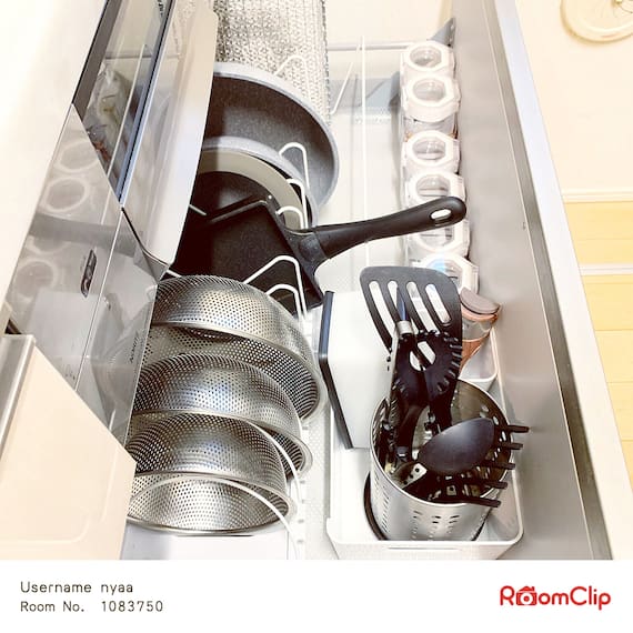 伸縮ざるボウルフライパンスタンド 幅46~86cm(ZF-860) 10枚目画像