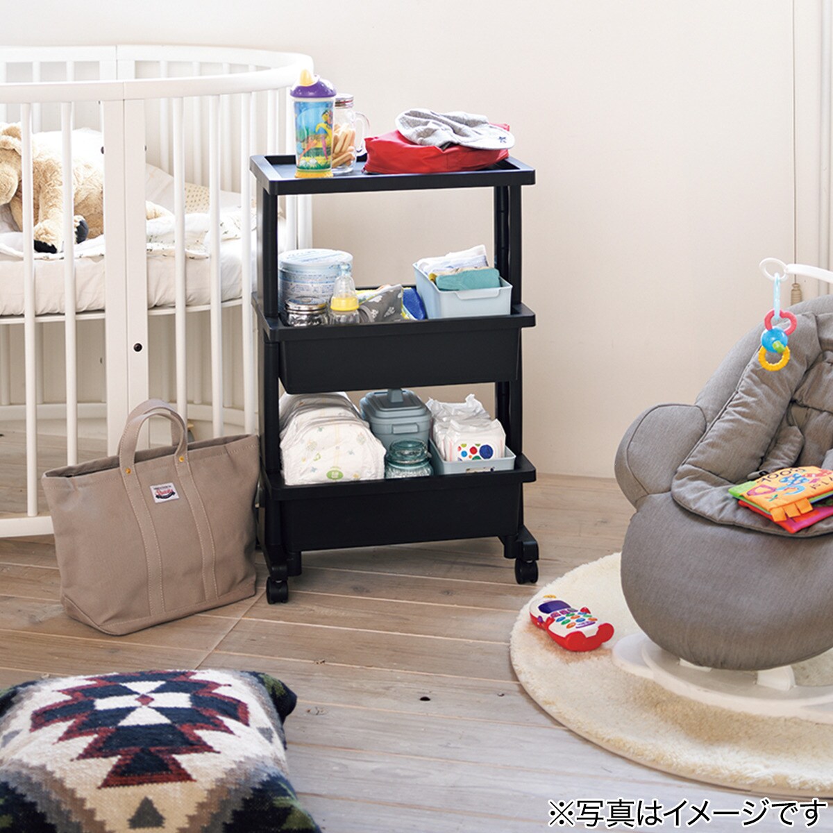 軽くて組立簡単 テーブルワゴン(3段 ブラック JW23)通販 | ニトリネット【公式】 家具・インテリア通販