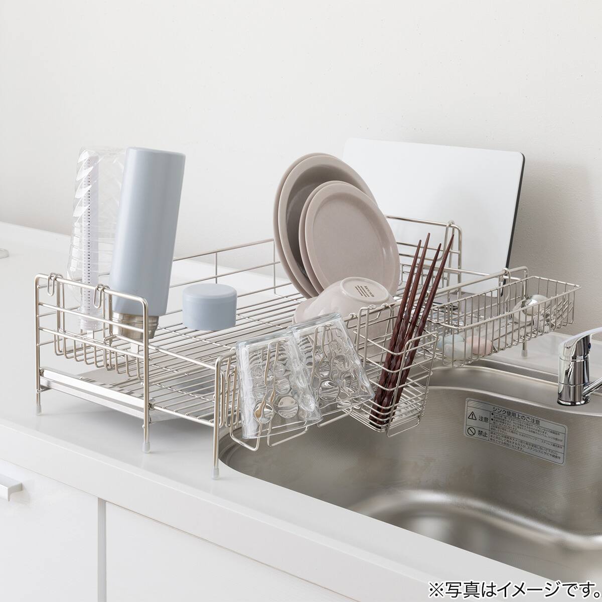 シンクに渡せる 伸縮ステンレス 水切り(1段スリムワイド SUS-1SW
