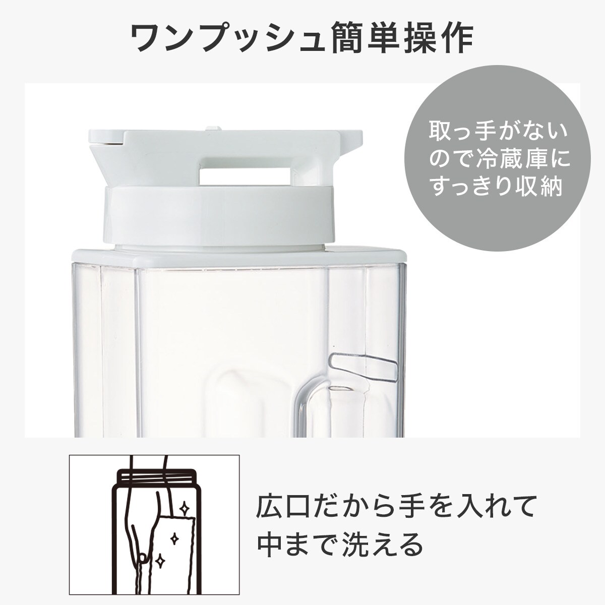 たてよこ置けるワンプッシュスクエアピッチャー(2.2L D01)通販 | ニトリネット【公式】 家具・インテリア通販