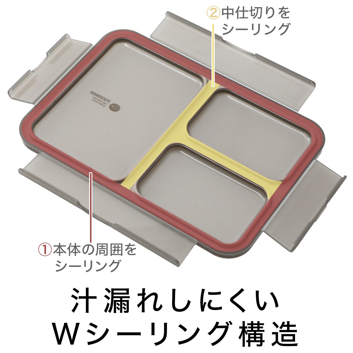 薄型弁当箱 抗菌フードマン(600mL グレーベージュ)通販 | ニトリネット