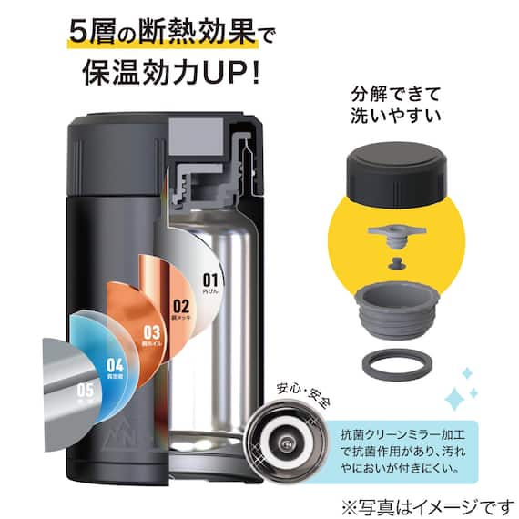 フードポット(N-HEATEX 570mL ブラック) 3枚目画像