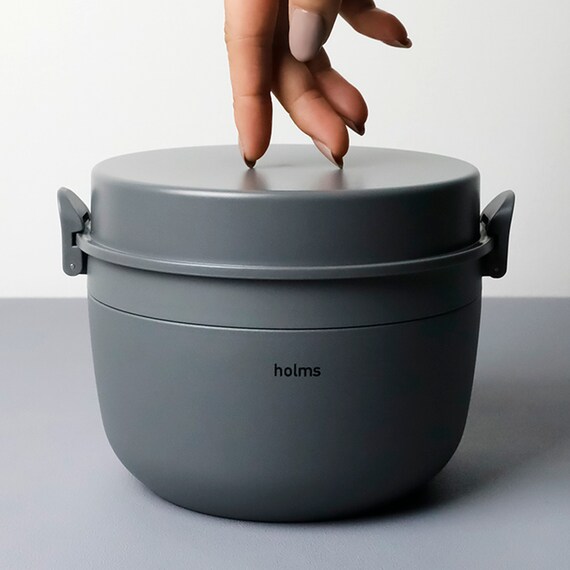 料理を温かいまま持ち運べる、保温ランチジャー(850ml グレー) 1枚目画像