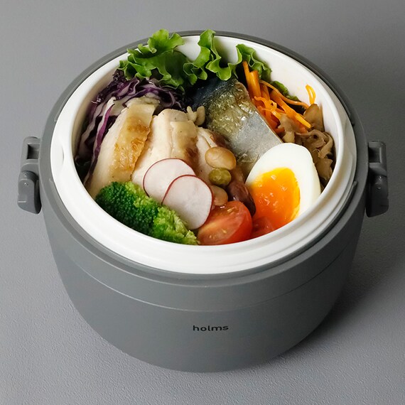 料理を温かいまま持ち運べる、保温ランチジャー(850ml グレー) 2枚目画像