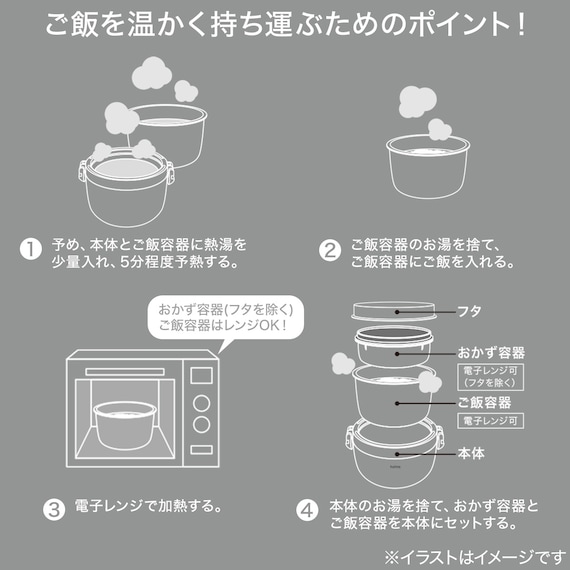 料理を温かいまま持ち運べる、保温ランチジャー(850ml グレー) 4枚目画像