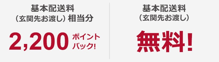 基本配送料（玄関先お渡し）相当分　2,200ポイントバック