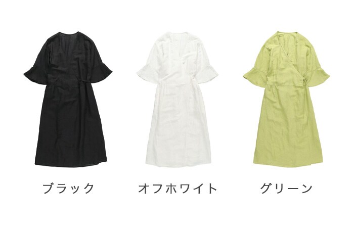 麻混ガウン風ワンピース