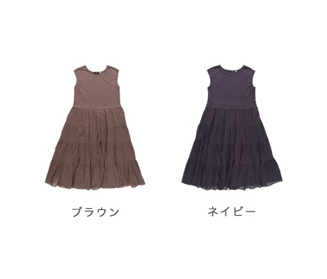 カット&布帛ティアードワンピース