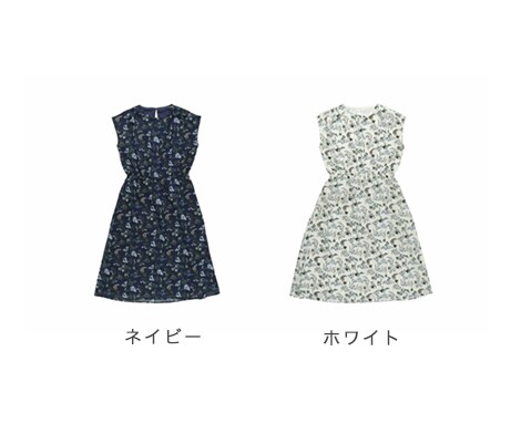 シフォン花柄ワンピース
