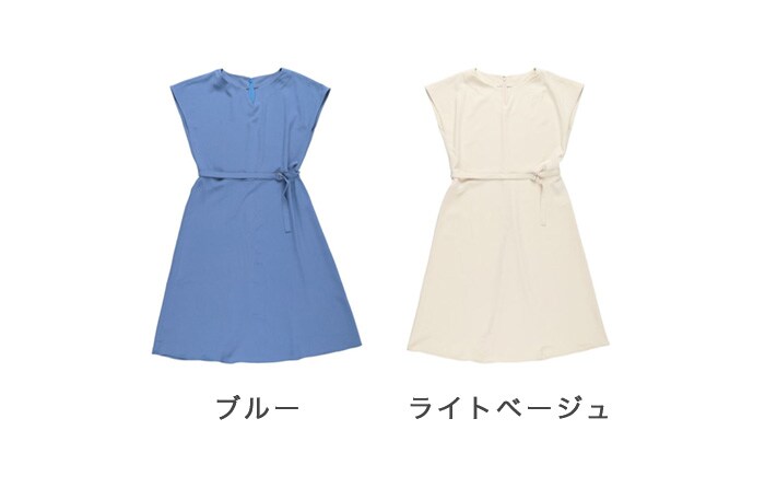 リネンライクキーネックワンピース