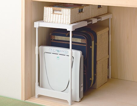 この商品のポイントは、横(奥行)最小74~最大108cmと、たて(高さ)も最小48~最大76cmに調整できることです。