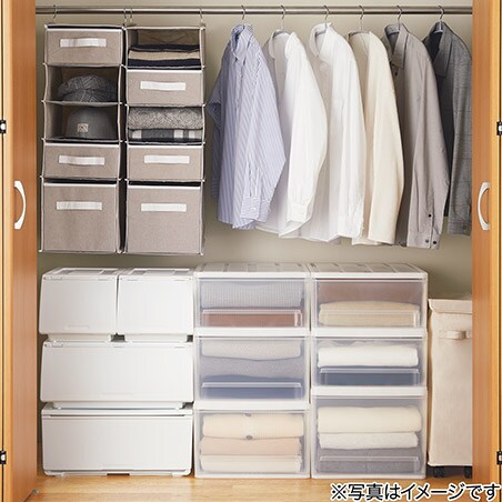 ハンガーを揃えると肩のラインが揃うので見た目が良いのはもちろん、洋服が見つけやすくなります。