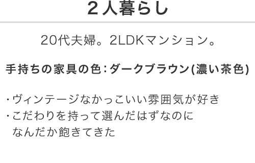 2人暮らし 20代夫婦。2LDKマンション。