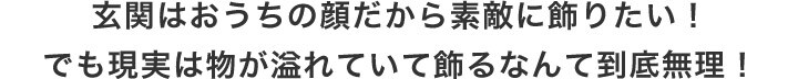 玄関はおうちの顔だから素敵に飾りたい!でも現実は物が溢れていて飾るなんて到底無理!
