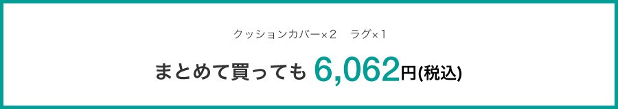 クッションカバー×2 ラグ×1 まとめて買っても 6,062円(税込)
