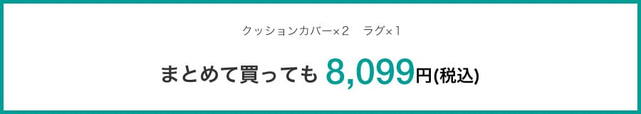 クッションカバー×2 ラグ×1 まとめて買っても 8,099円(税込)