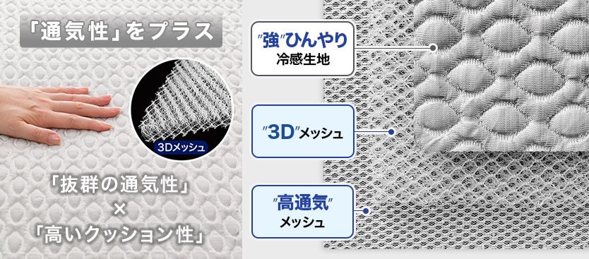 「通気性」をプラス 「抜群の通気性」×「高いクッション性」