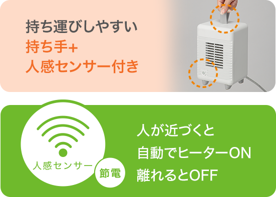 人感ミニセラミックファンヒーター