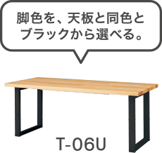 T-06U 脚色を、天板と同色とブラックから選べる。