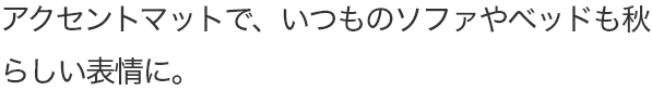 アクセントマットで、いつものソファやベッドも秋らしい表情に。