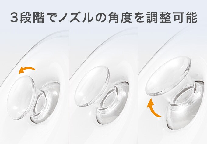 3段階でノズルの角度を調整可能