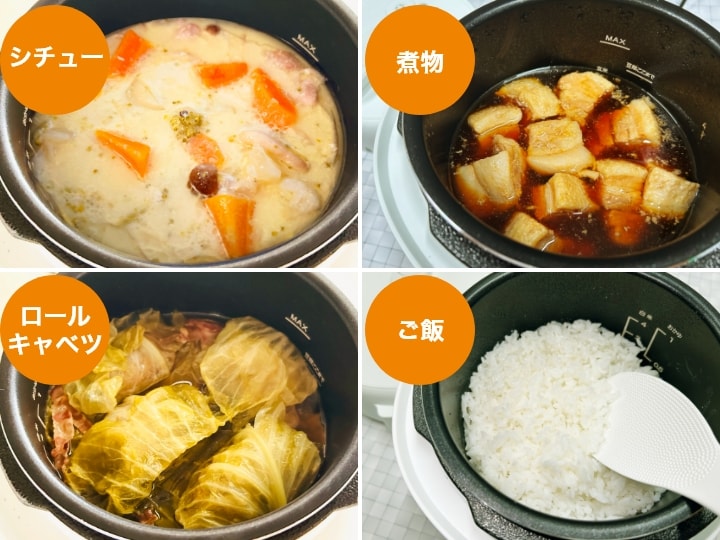 シチュー、煮物、ロールキャベツ、ご飯