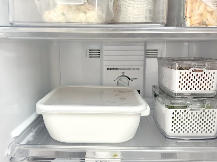 四角型で冷蔵庫のスペースを有効活用できて収納もしやすい