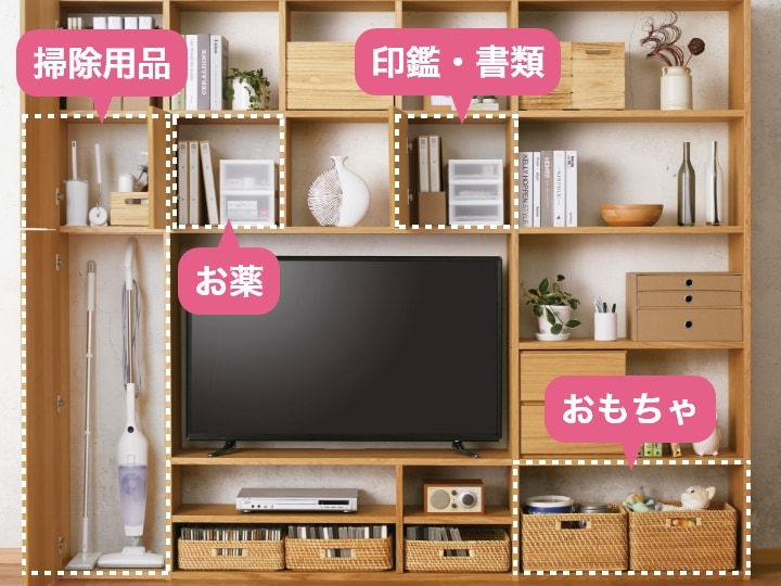 掃除用品、お薬、印鑑・書類、おもちゃ 収納位置を決める