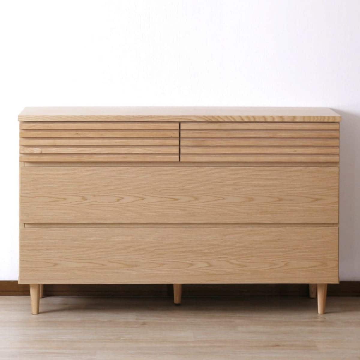 天然木工芸突板ローチェスト (幅120cm)