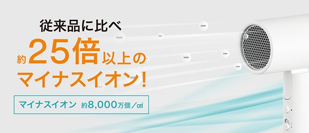 マイナスイオンで、しっかりキレイ