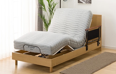 N-sleep Comfort シングルベッド 手すり付 ニトリ ★配送可★ ニトリ ベッド シングル ふわふわベッドフレーム (SLK PI) 布