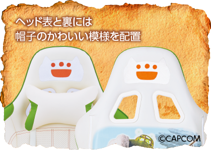 ヘッド表と裏には帽子のかわいい模様を配置