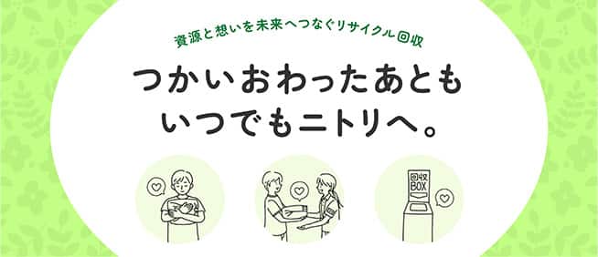資源と想いを未来へつなぐリサイクル回収 つかいおわったあともいつでもニトリへ。