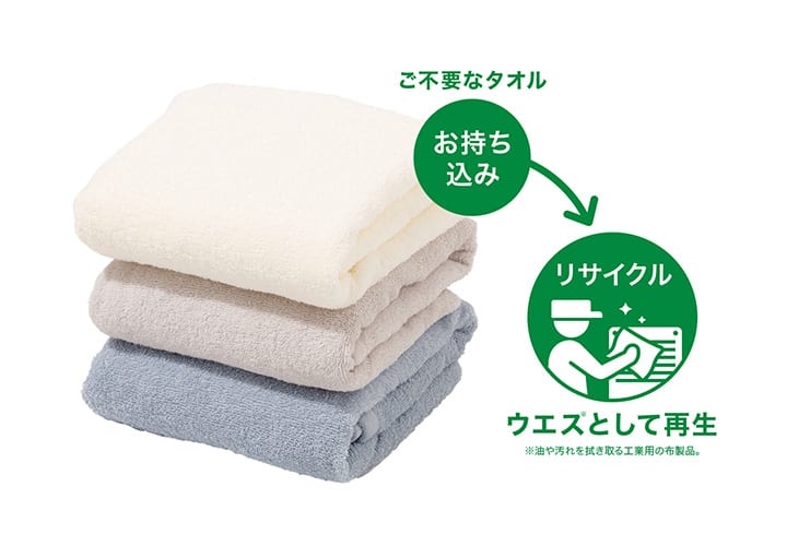 ご不要なタオルを持ち込み、ウエズとして再生