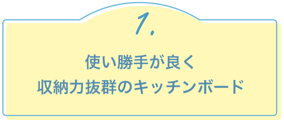 1.使い勝手が良く収納力抜群のキッチンボード