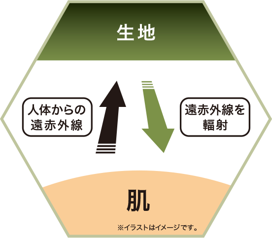人体からの遠赤外線 遠赤外線を輻射 ※イラストはイメージです。