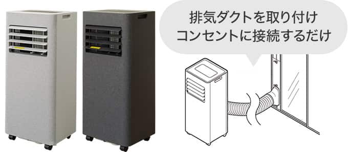 排気ダクトを取り付け、コンセントに接続するだけ