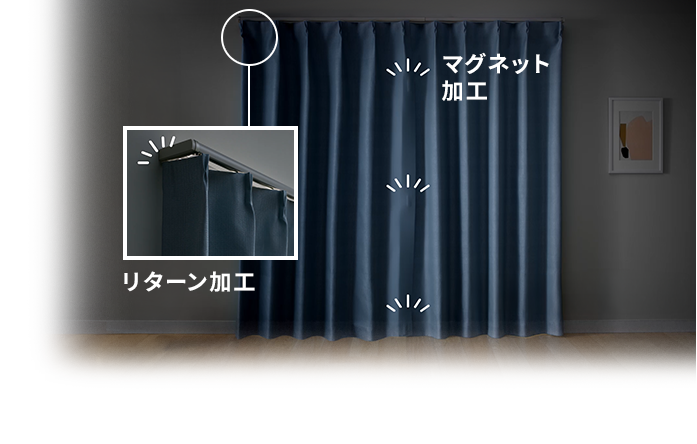 すき間ブロック遮熱・遮光１級・遮音カーテン