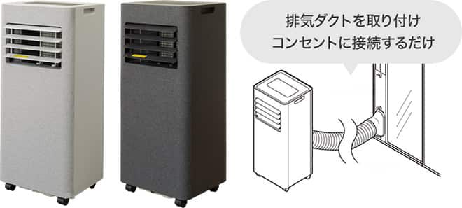 排気ダクトを取り付け、コンセントに接続するだけ