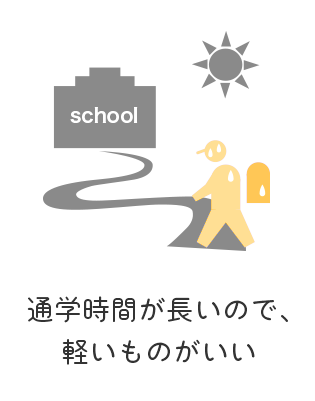 通学時間が長いので、軽いものがいい